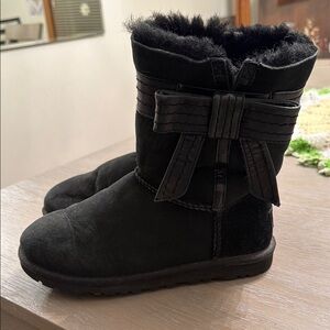 UGG Black Suede Boots with Bow